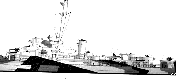Destroyer USS DE-639 Gendreau (Destroyer Escort) - drawings, dimensions, pictures