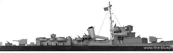 Эсминец USS DE-678 Harmon (Destroyer Escort) (1945) - чертежи, габариты, рисунки