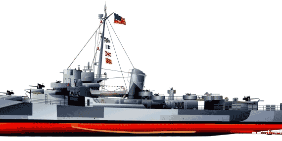 Эсминец USS DE-6 Wyffels (Destroyer Escort) - чертежи, габариты, рисунки