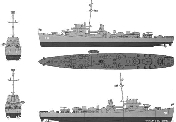 Корабль USS DE-766 Percival (Destroyer Escort) - чертежи, габариты, рисунки