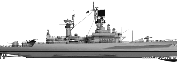 Боевой корабль USS DLG33 Fox - чертежи, габариты, рисунки