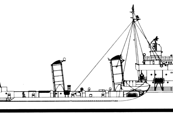 Эсминец USS DMS-38 Thompson (ex DD-627 Destroyer) - чертежи, габариты, рисунки