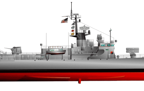 Корабль USS FF-1050 Albert David (Frigate) - чертежи, габариты, рисунки
