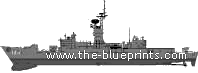 Корабль USS FF-1052 Knox (Frigate) - чертежи, габариты, рисунки