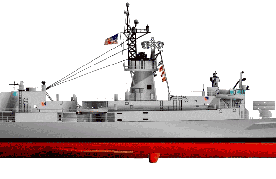 Корабль USS FF-1053 Roark (Frigate) - чертежи, габариты, рисунки