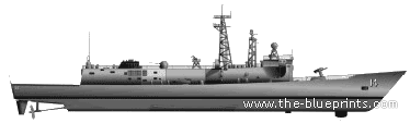Корабль USS FFG-14 Sides (Frigate) - чертежи, габариты, рисунки