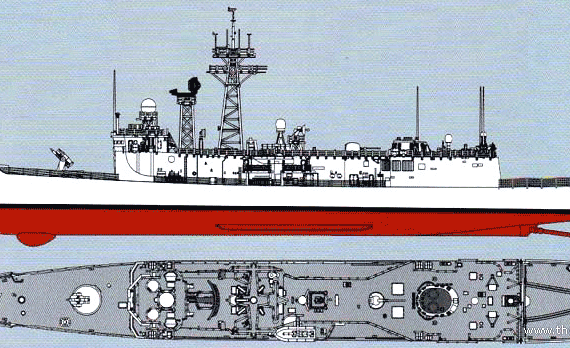 Корабль USS FFG-57 Ruben James (Frigate) - чертежи, габариты, рисунки