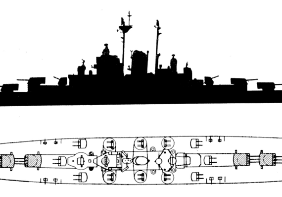Ship USS Fargo - drawings, dimensions, figures