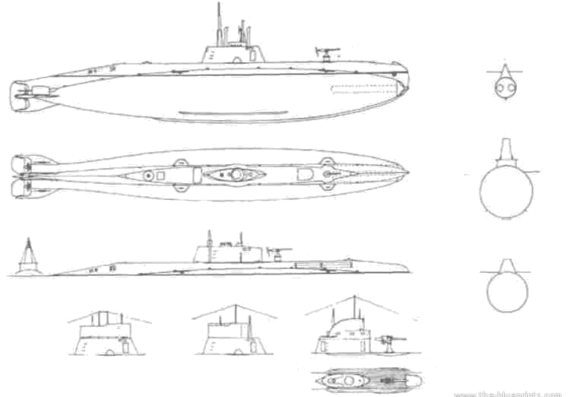 Корабль USS Holland (1905) - чертежи, габариты, рисунки