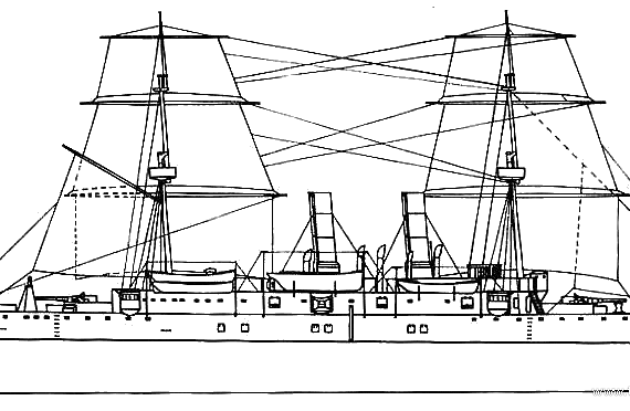 Крейсер USS IX-2 Boston (Protected Cruiser) (1887) - чертежи, габариты, рисунки