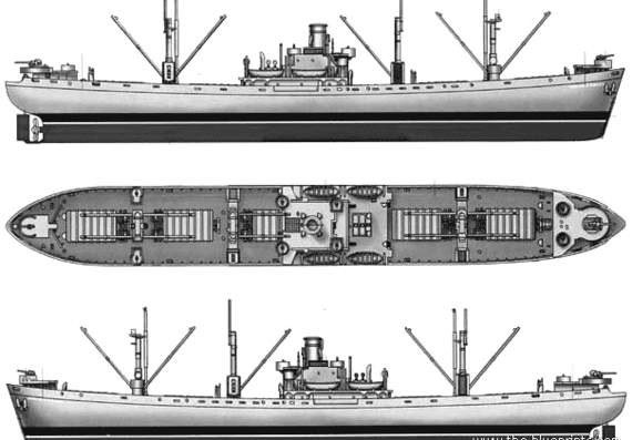 Корабль USS Jeremiah O'Brien (Liberty Ship) - чертежи, габариты, рисунки
