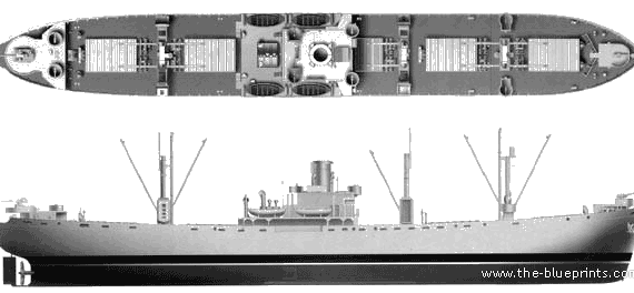 Корабль USS Jerimah OBrien (Liberty Cargo Ship) - чертежи, габариты, рисунки