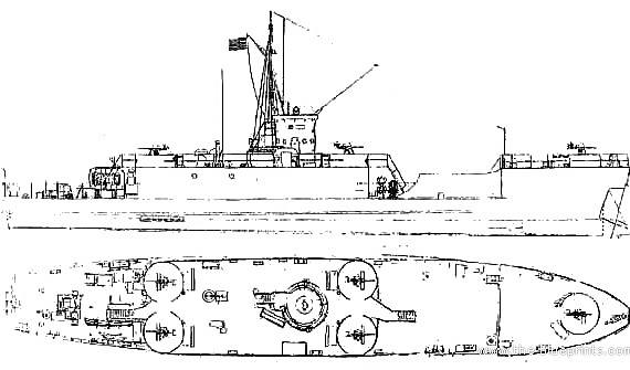 Корабль USS LCI Landing Craft Infantry (US Version) - чертежи, габариты, рисунки