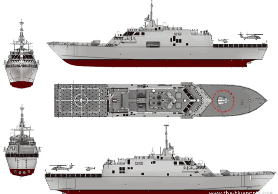 Корабль USS LCS-1 Freedom (Amphibious Assault Ship) - чертежи, габариты, рисунки