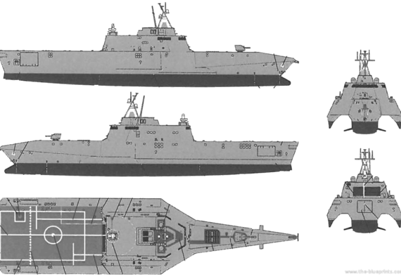Корабль USS LCS-4 Coronado - чертежи, габариты, рисунки