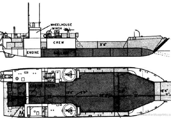 Корабль USS LCT (6) - чертежи, габариты, рисунки