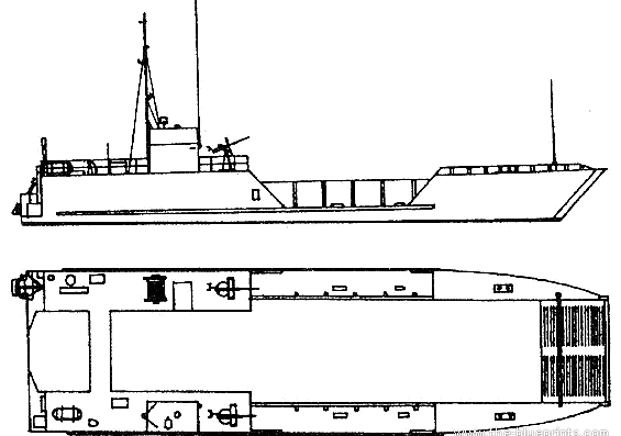 Корабль USS LCT Mk.6 (Landing Craft- Tank) - чертежи, габариты, рисунки