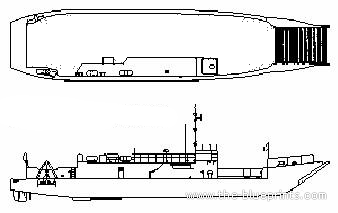 Корабль USS LCU-1600 - чертежи, габариты, рисунки