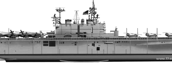 Aircraft carrier USS LHA-1 Tarawa - drawings, dimensions, pictures