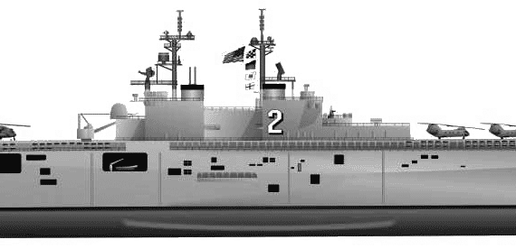 Авианосец USS LHD-2 Essex - чертежи, габариты, рисунки