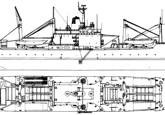 Корабль USS LKA-114 Durham (Attack Cargo ship) (1969) - чертежи, габариты, рисунки