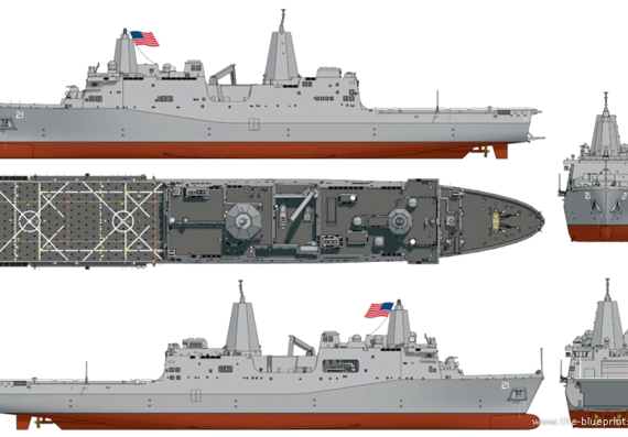 Ship USS LPD-21 New York - drawings, dimensions, figures