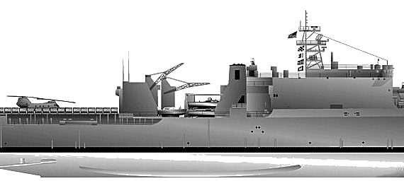 Авианосец USS LSD49 Harpers Ferry - чертежи, габариты, рисунки