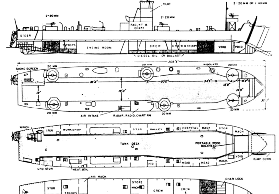 Корабль USS LSM-469 (HTMS Khram) - чертежи, габариты, рисунки