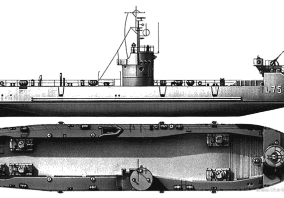 Корабль USS LSM-751 (Landing Ship) (1944) - чертежи, габариты, рисунки