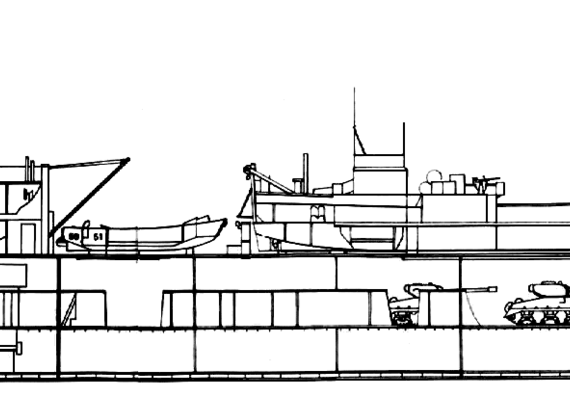 Корабль USS LST Mk. III - чертежи, габариты, рисунки