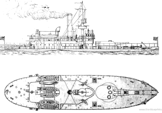 Корабль USS M-8 Connecticut (Monitor) (1903) - чертежи, габариты, рисунки