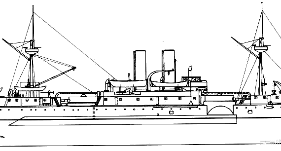 Боевой корабль USS Maine (2nd Class Batleship) (1895) - чертежи, габариты, рисунки
