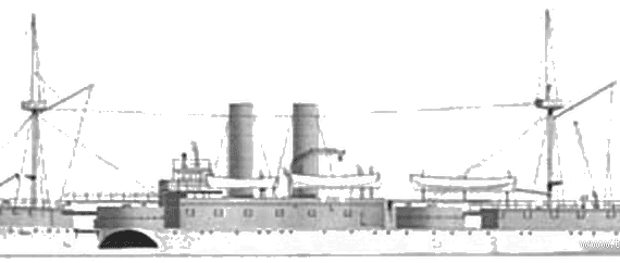 Боевой корабль USS Maine (2nd Class Battleship) (1888) - чертежи, габариты, рисунки