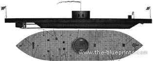 Корабль USS Monitor - чертежи, габариты, рисунки