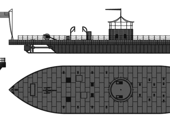 Корабль USS Monitor (Ironclad) - чертежи, габариты, рисунки