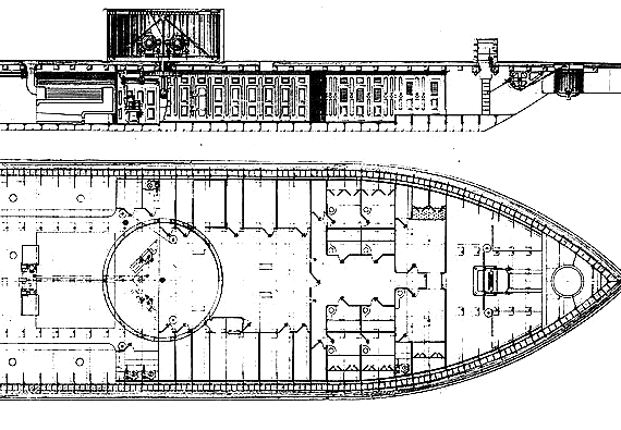 Корабль USS Monitor (Monitor) (1862) - чертежи, габариты, рисунки