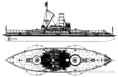 Корабль USS Monterey (Monitor) - чертежи, габариты, рисунки