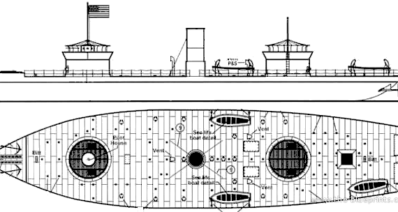 USS Onondaga (Monitor) (1864) - drawings, dimensions, pictures