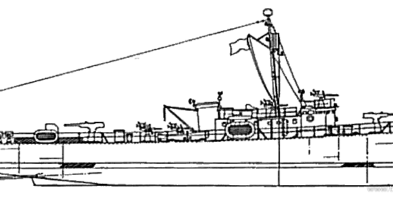 Корабль USS PC-461 (Submarine Chaser) - чертежи, габариты, рисунки