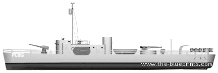 Корабль USS PC-815 (Submarine-Chaser) - чертежи, габариты, рисунки