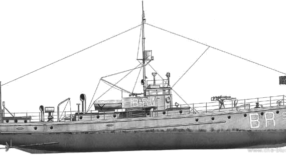 Корабль USS PSC-1 (Submarine Chaser) - чертежи, габариты, рисунки