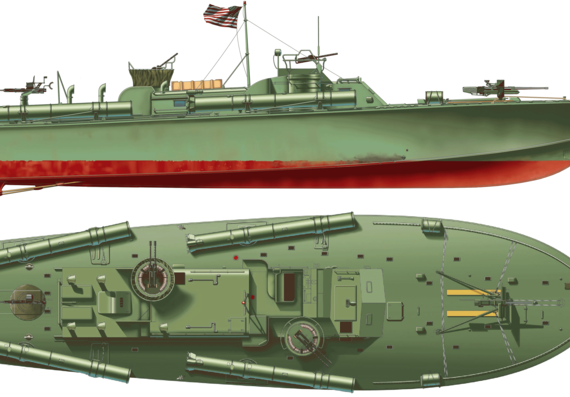 Корабль USS PT-109 MBT - чертежи, габариты, рисунки