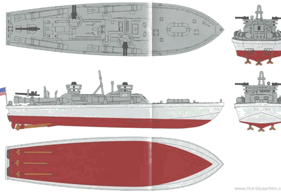 Корабль USS PT-109 (Torpedo Boat) - чертежи, габариты, рисунки