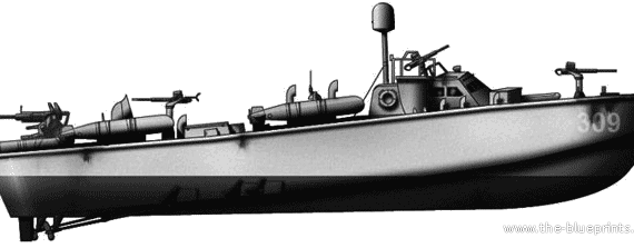 Корабль USS PT-309 - чертежи, габариты, рисунки