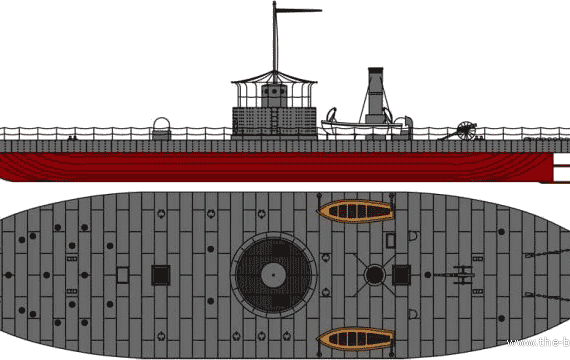 Корабль USS Passaic (Ironclad Monitort) (1862) - чертежи, габариты, рисунки