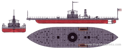 Корабль USS Passaic (Monitor) (1863) - чертежи, габариты, рисунки