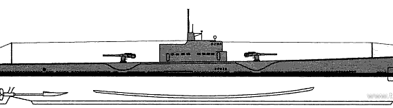 Подводная лодка USS SS-166 Argonaut (1942) - чертежи, габариты, рисунки