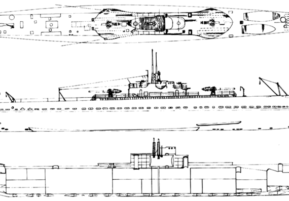 Подводная лодка USS SS-167 Narwahl (1939) - чертежи, габариты, рисунки