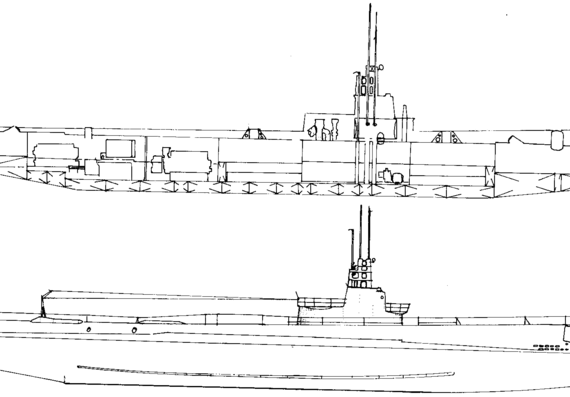 Подводная лодка USS SS-182 Salmon (1944) - чертежи, габариты, рисунки