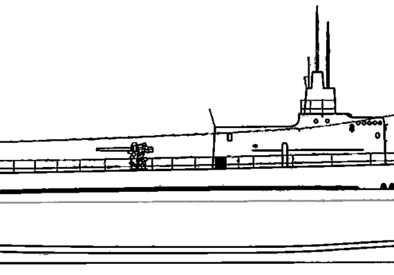 Submarine USS SS-199 Tautog (Submarine) - drawings, dimensions, figures